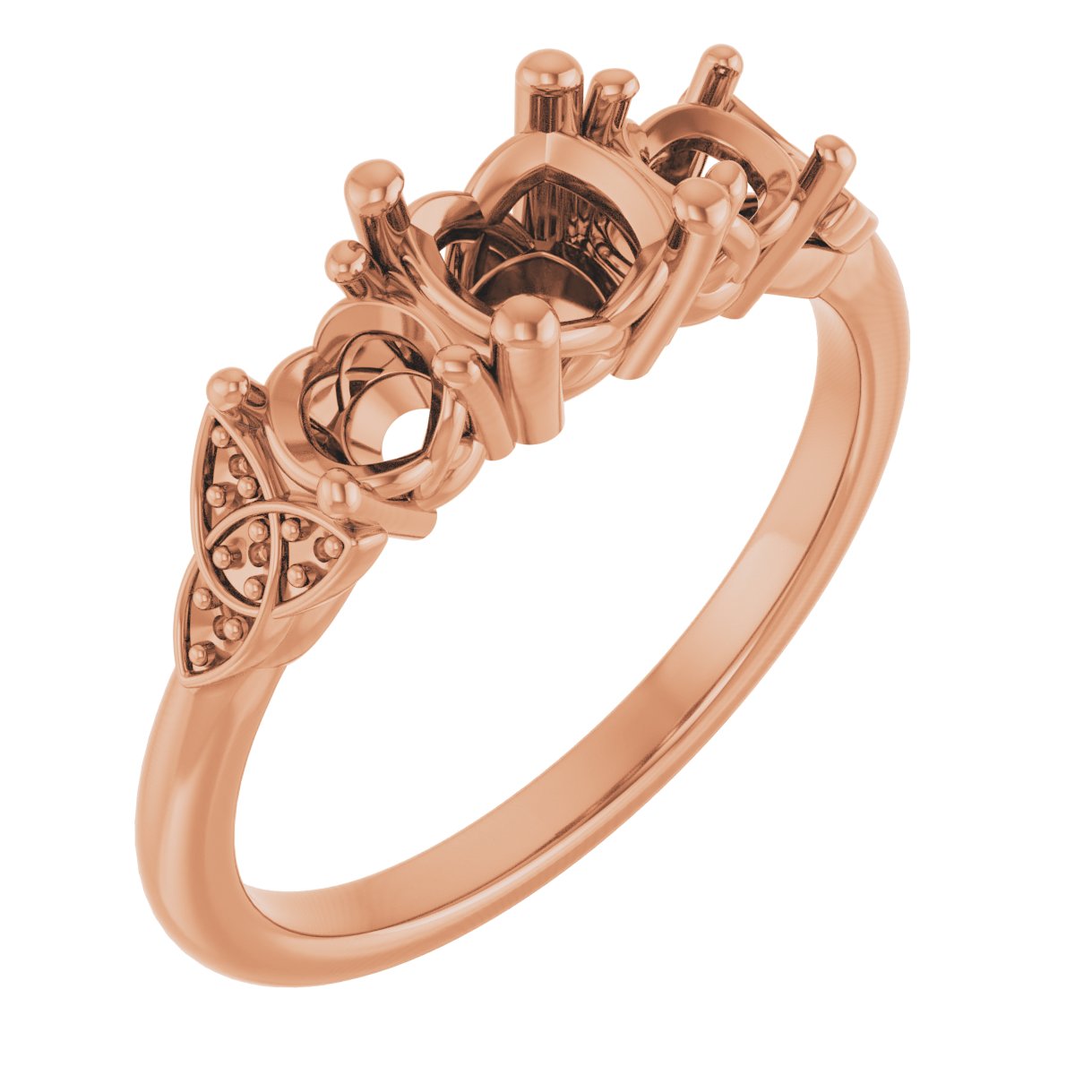 Three-Stone Celtic-Inspired Engagement Ring