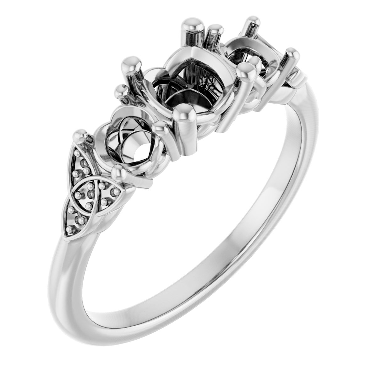 Three-Stone Celtic-Inspired Engagement Ring