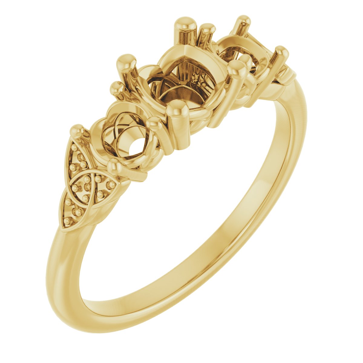 Three-Stone Celtic-Inspired Engagement Ring