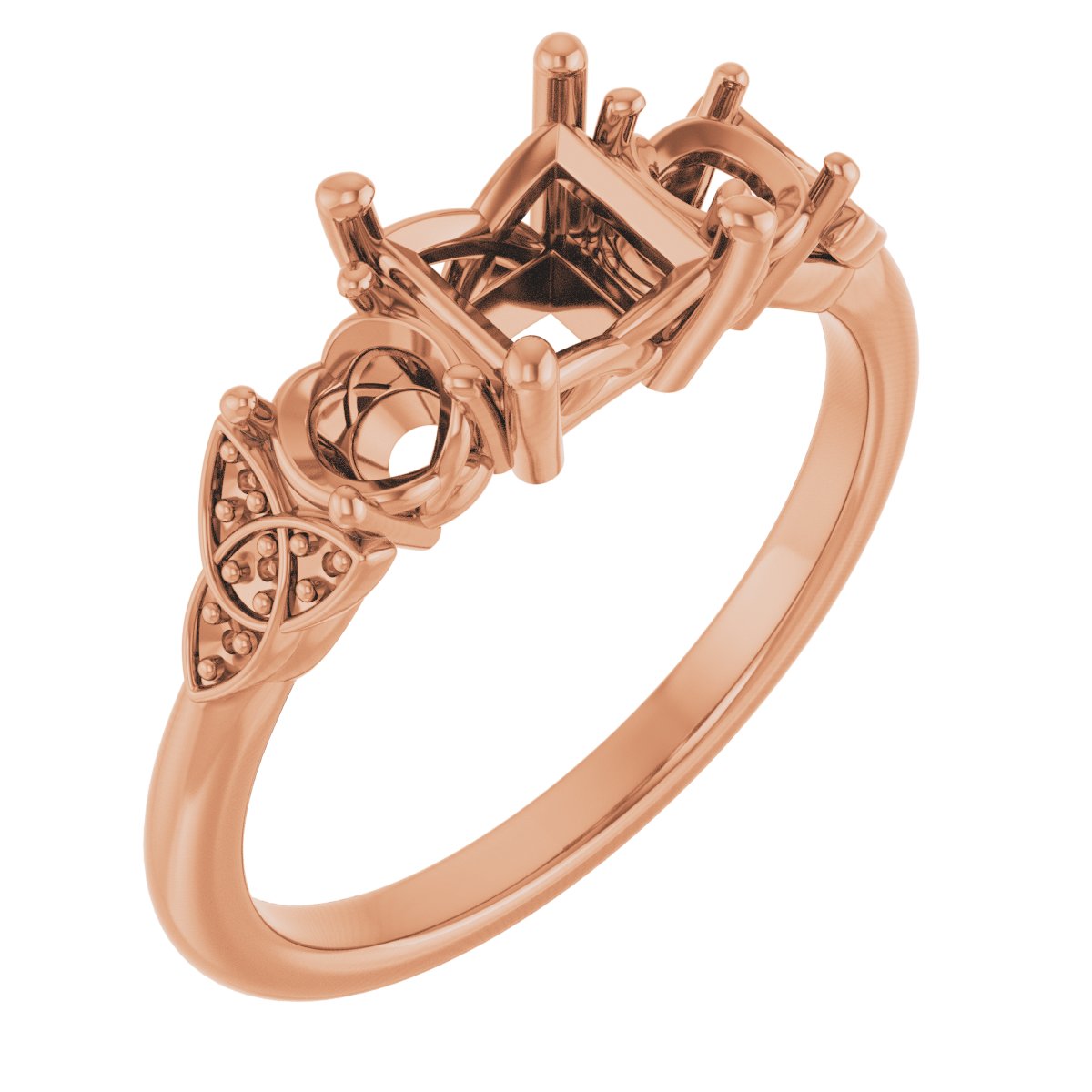 Three-Stone Celtic-Inspired Engagement Ring