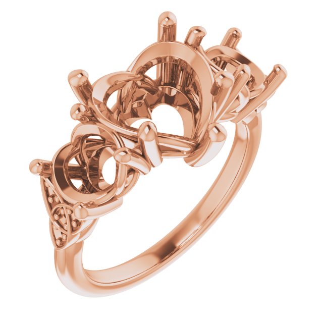 Three-Stone Celtic-Inspired Engagement Ring