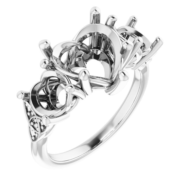Three-Stone Celtic-Inspired Engagement Ring