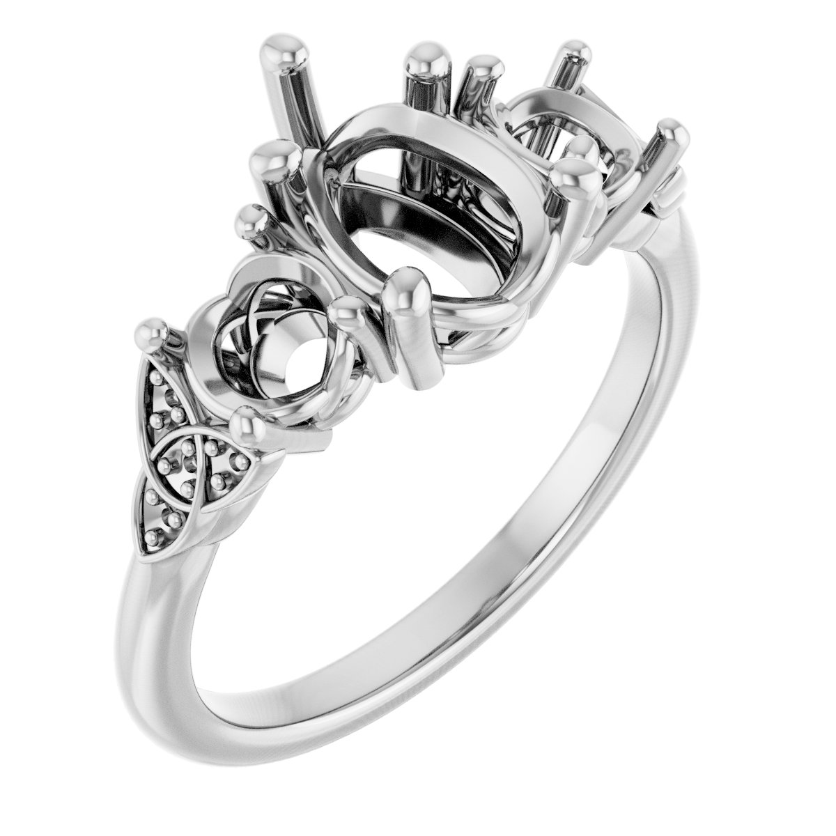 Three-Stone Celtic-Inspired Engagement Ring