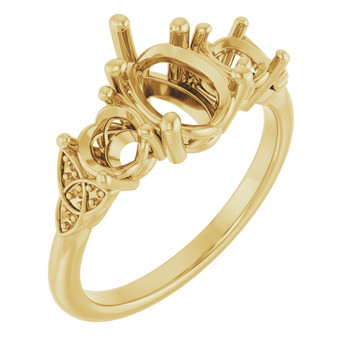 Three-Stone Celtic-Inspired Engagement Ring