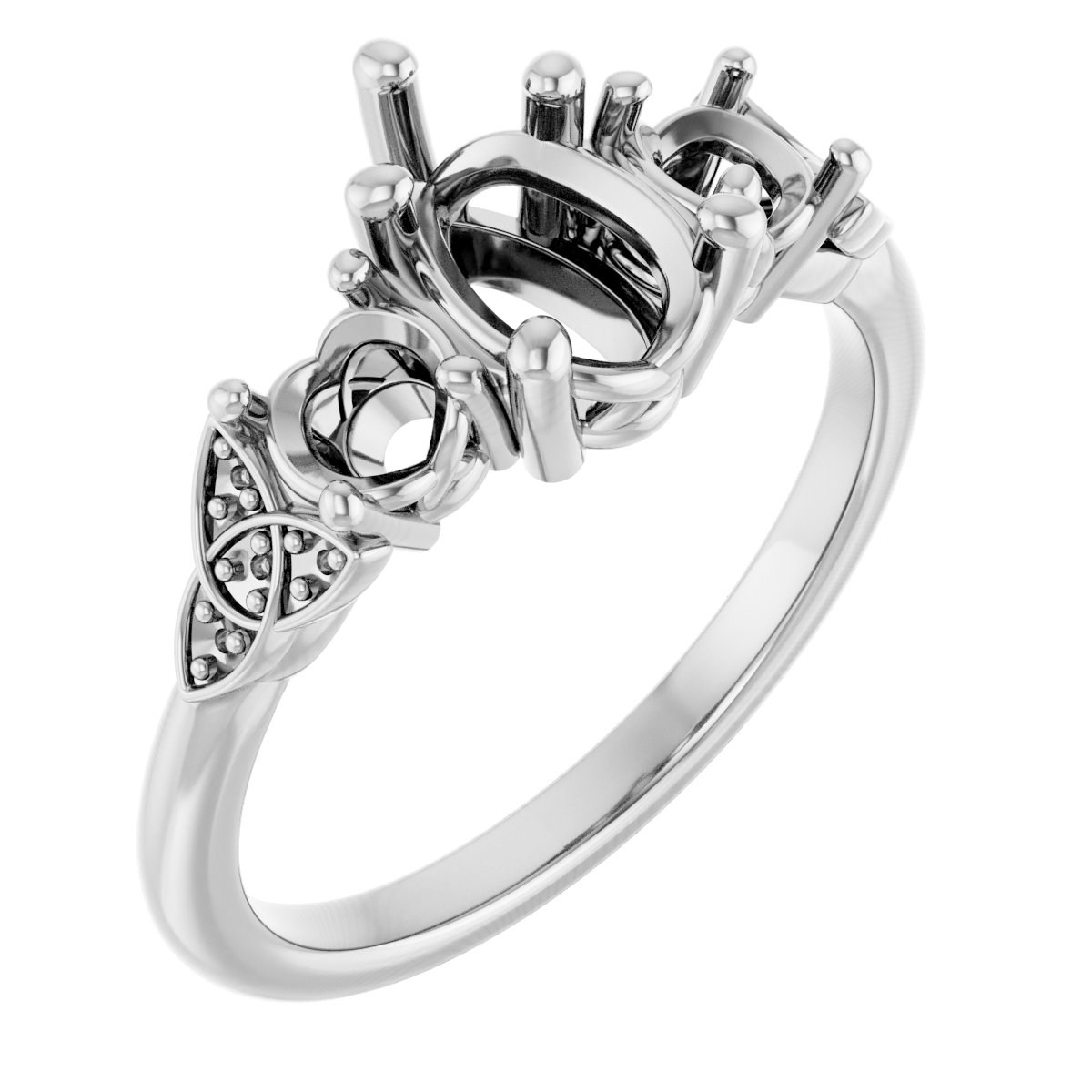 Three-Stone Celtic-Inspired Engagement Ring