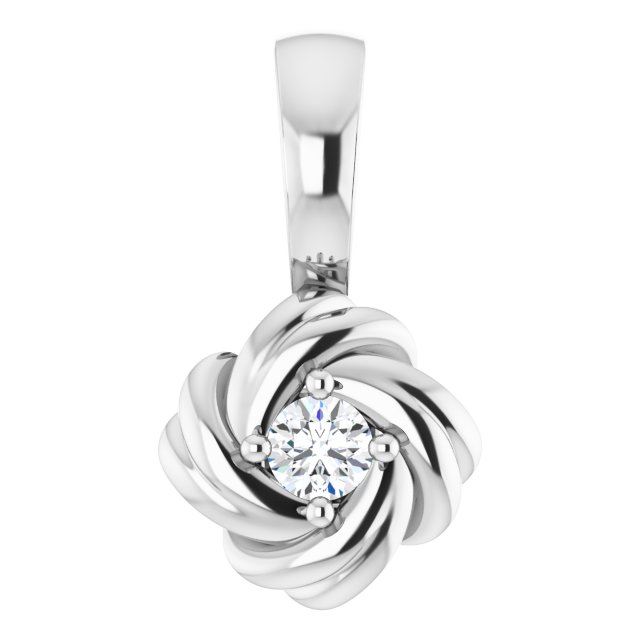 Sterling Silver 1/10 CT Natural Diamond Knot Pendant