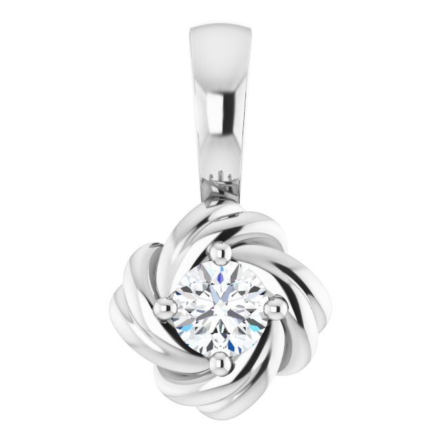 Sterling Silver 1/5 CT Natural Diamond Knot Pendant