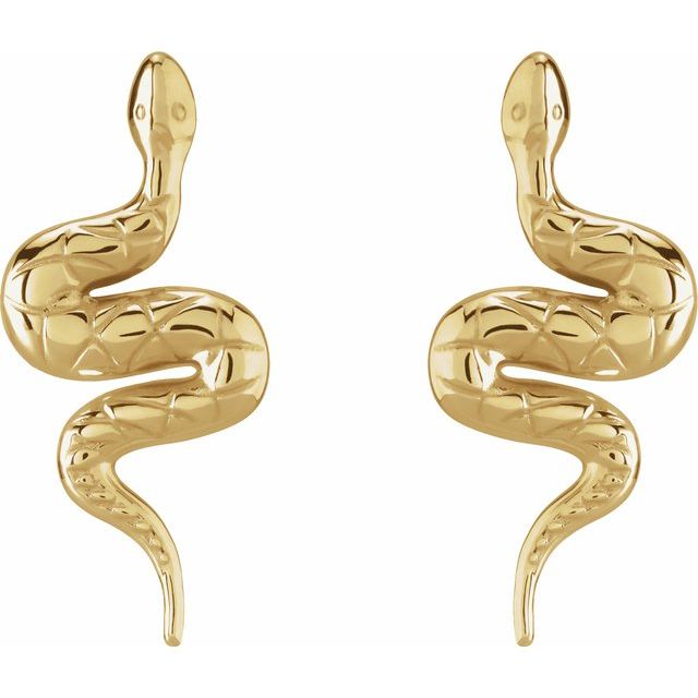 14K Yellow Pair Snake Friction Back Earring