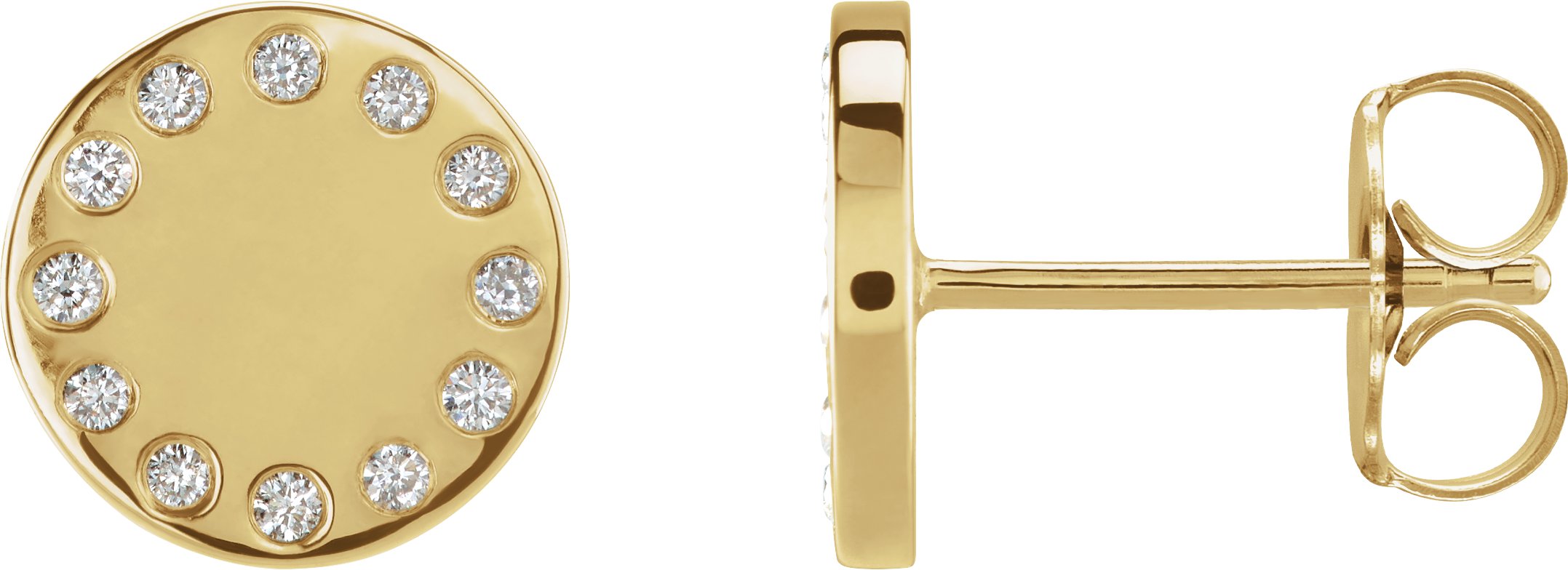 14K Yellow .05 CTW Natural Diamond Full Moon Phase Earring