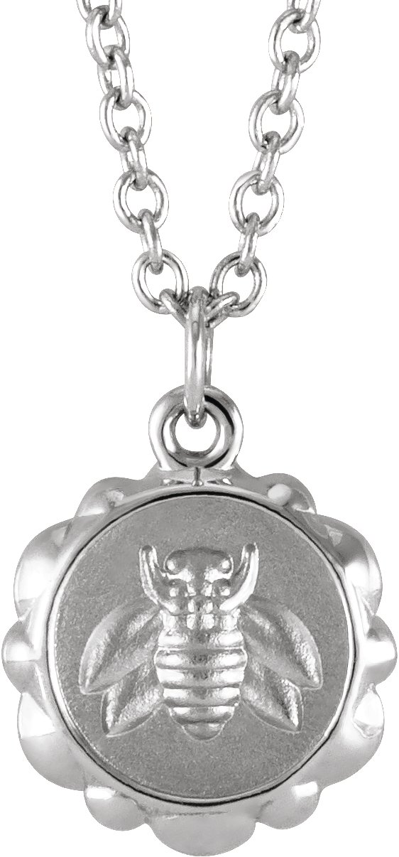 Sterling Silver Bee Medallion 16-18" Necklace