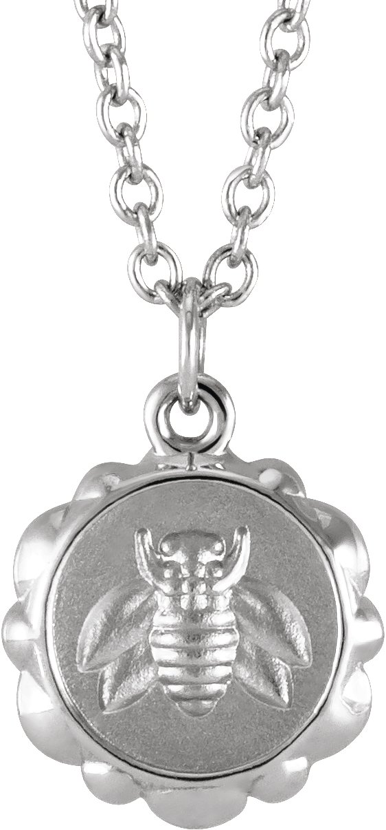 Sterling Silver Bee Medallion 16-18 Necklace