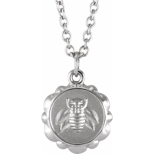 Sterling Silver Bee Medallion 16-18 Necklace