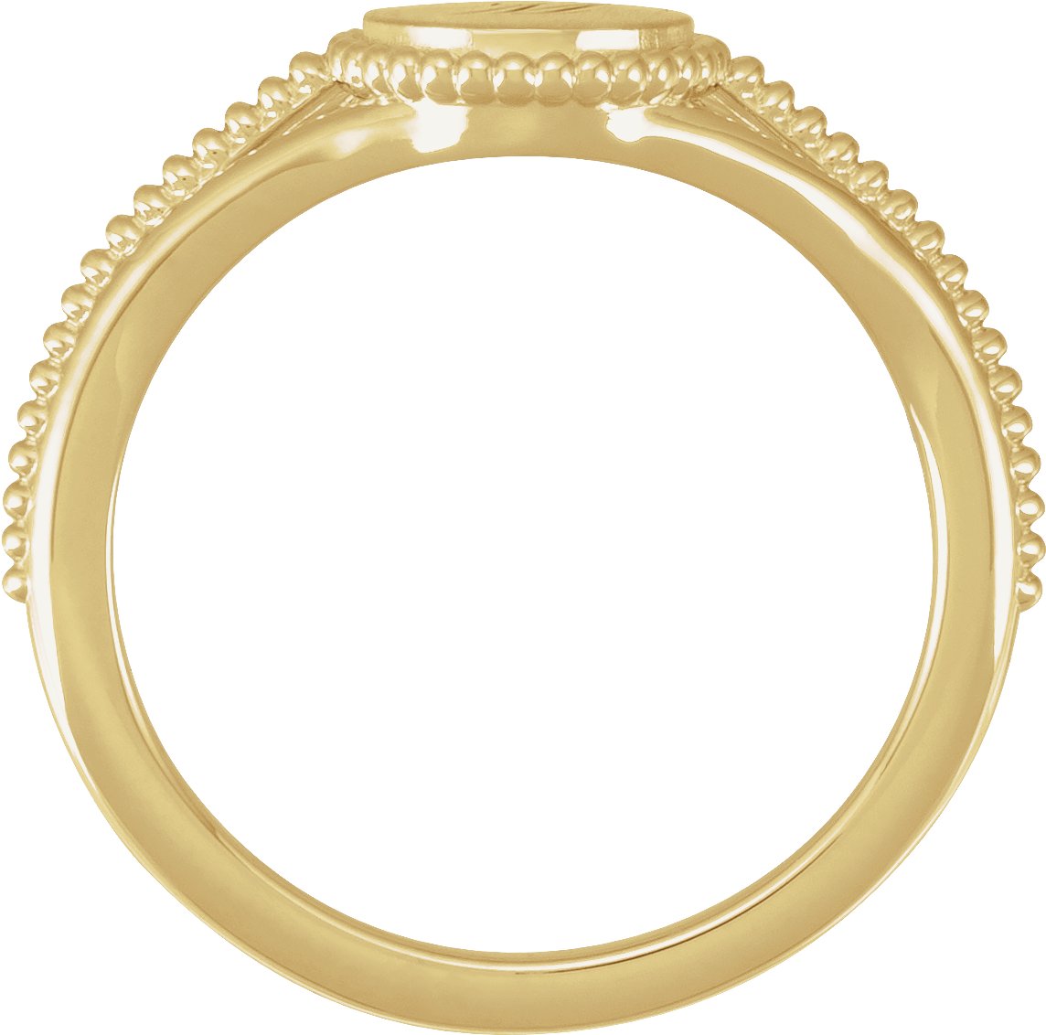 14K Yellow 8.7 mm Engravable Beaded Signet Ring