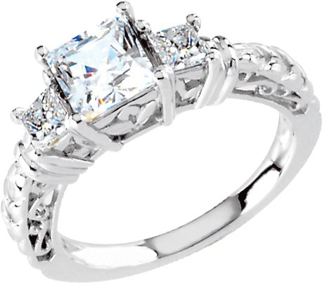 Platinum 3 Stone Diamond Engagement Ring .38 CTW Ref 141917