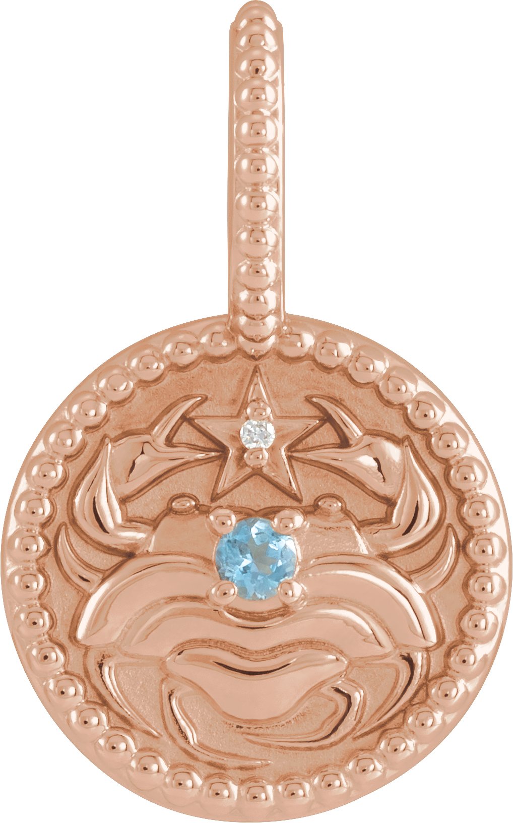 14K Rose Natural Aquamarine and .0025 CTW Natural Diamond Cancer Charm or Pendant Ref 19836131