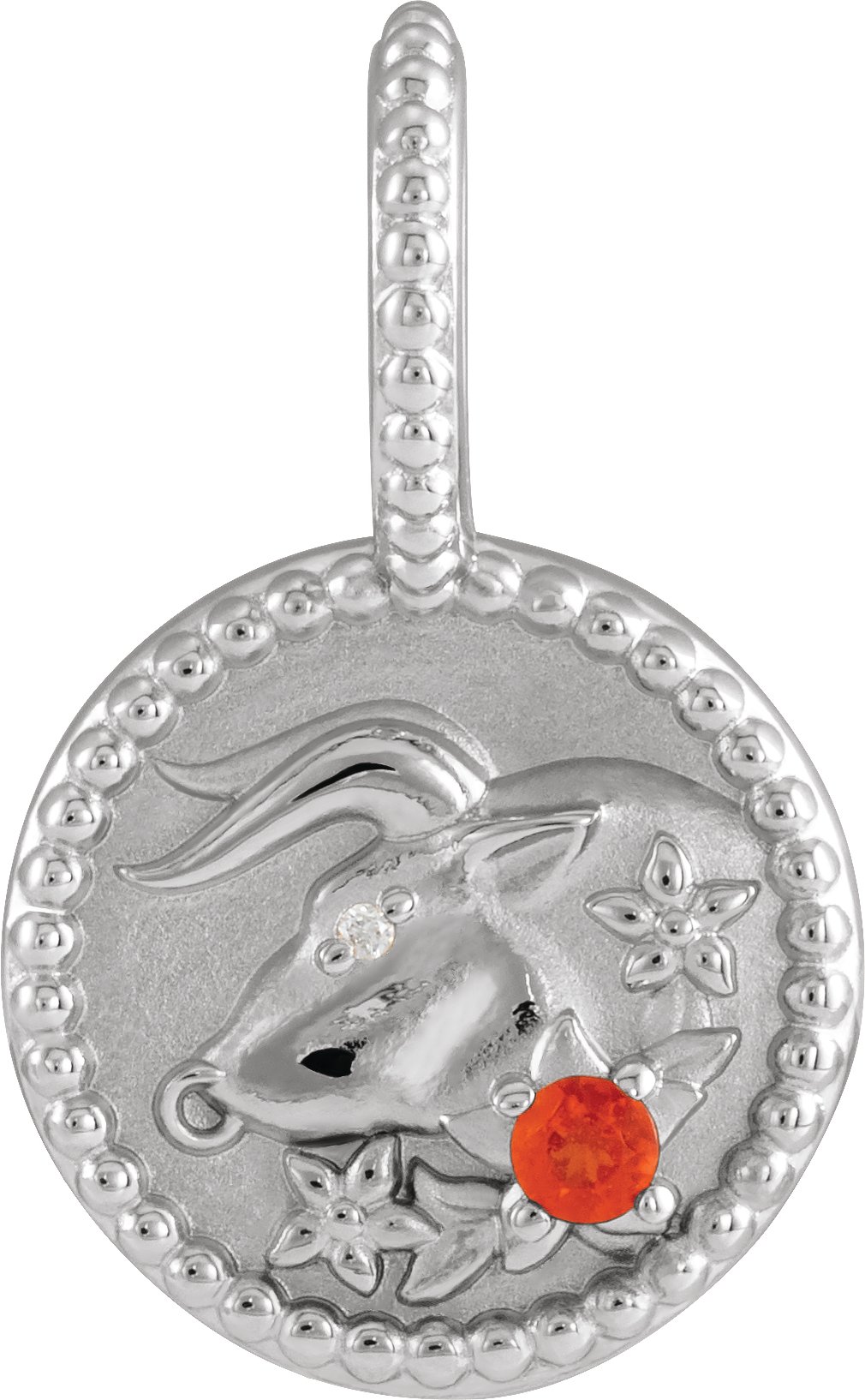 Platinum Natural Mexican Fire Opal and .0025 CTW Natural Diamond Taurus Charm or Pendant Ref 19836177