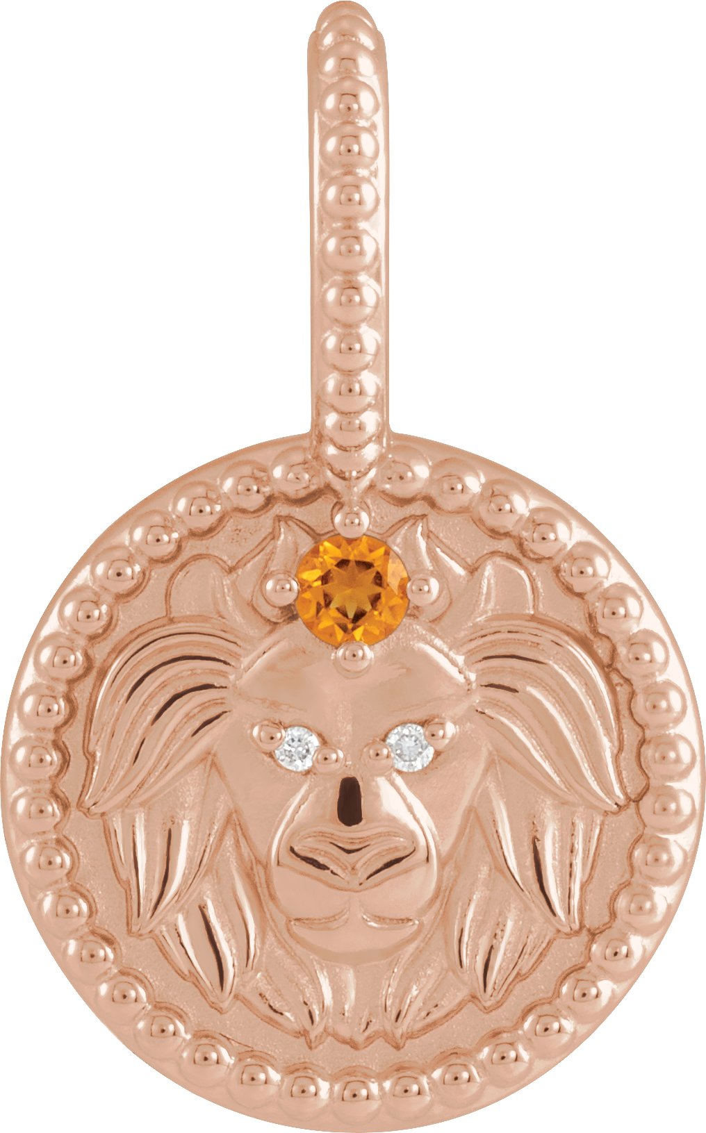 14K Rose Natural Citrine and .005 CTW Natural Diamond Leo Charm or Pendant Ref 19836143