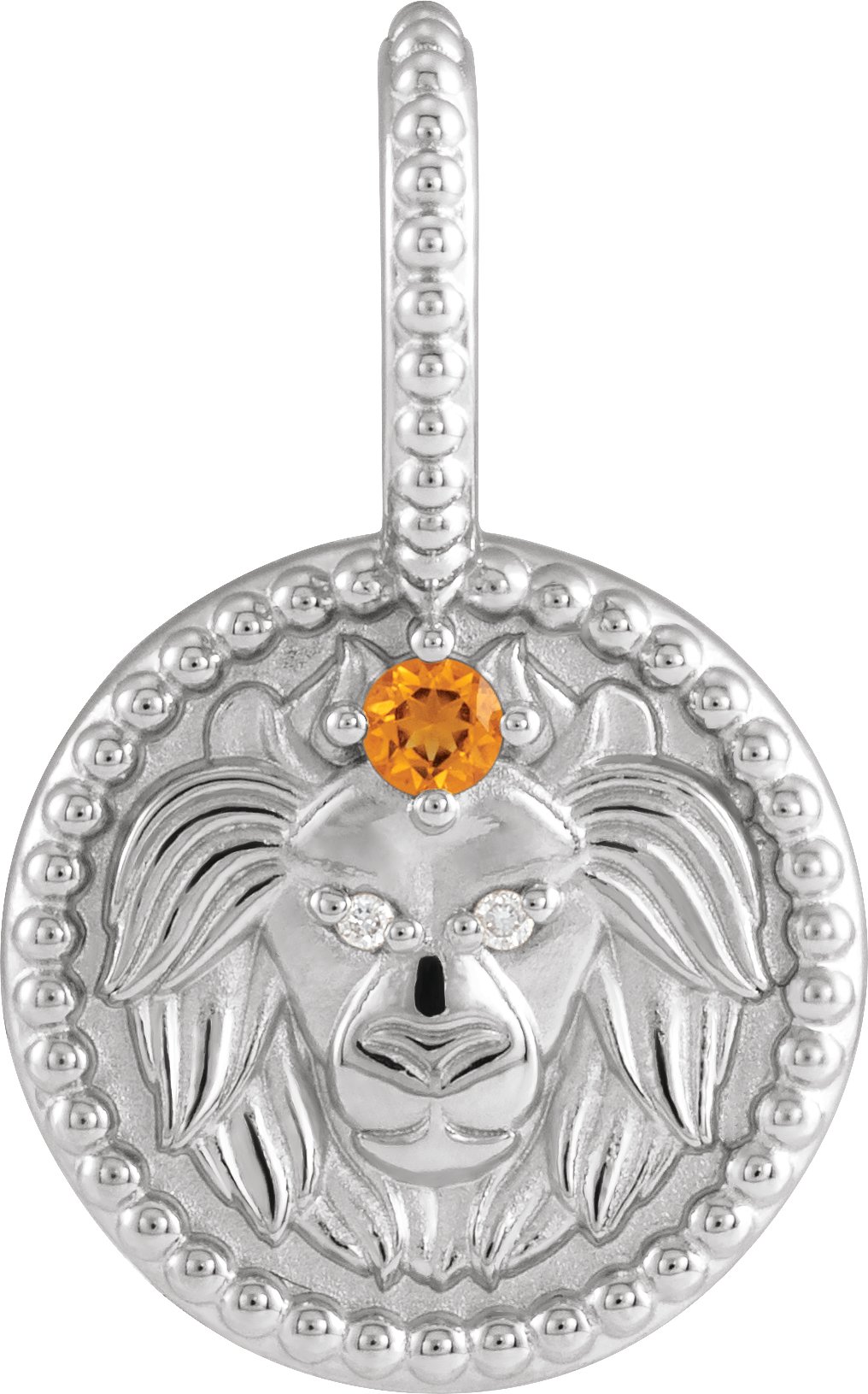 Platinum Natural Citrine and .005 CTW Natural Diamond Leo Charm or Pendant Ref 19836139