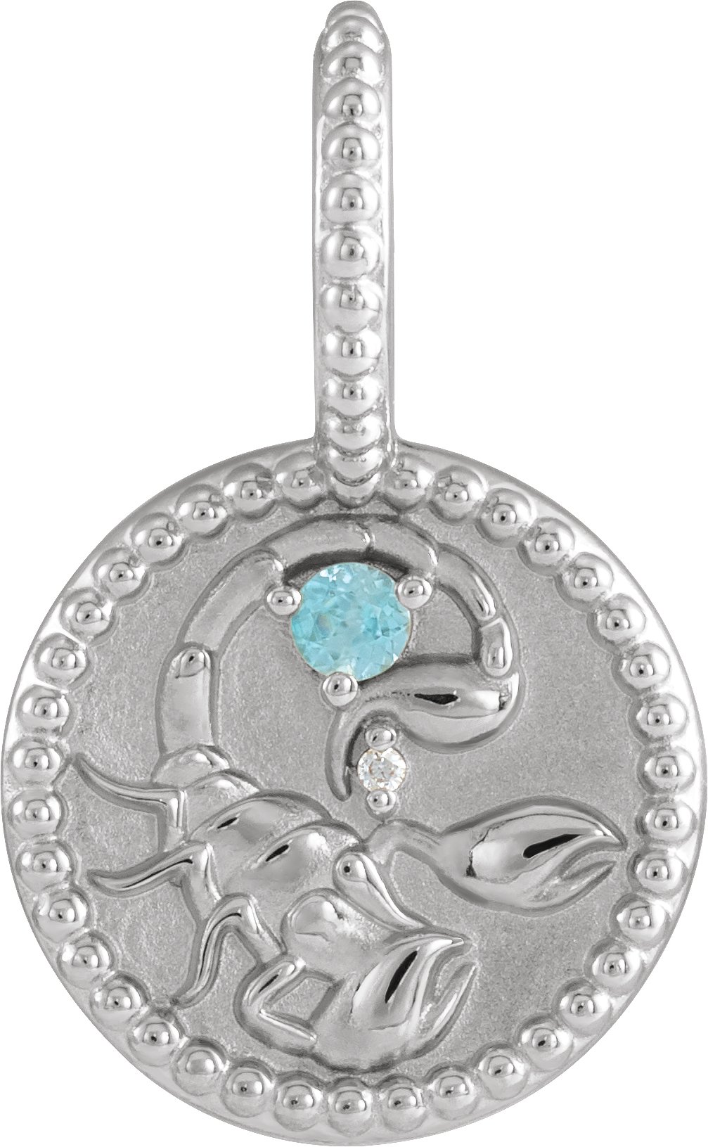 Sterling Silver Natural Blue Zircon & .0025 CTW Natural Diamond Scorpio Charm/Pendant