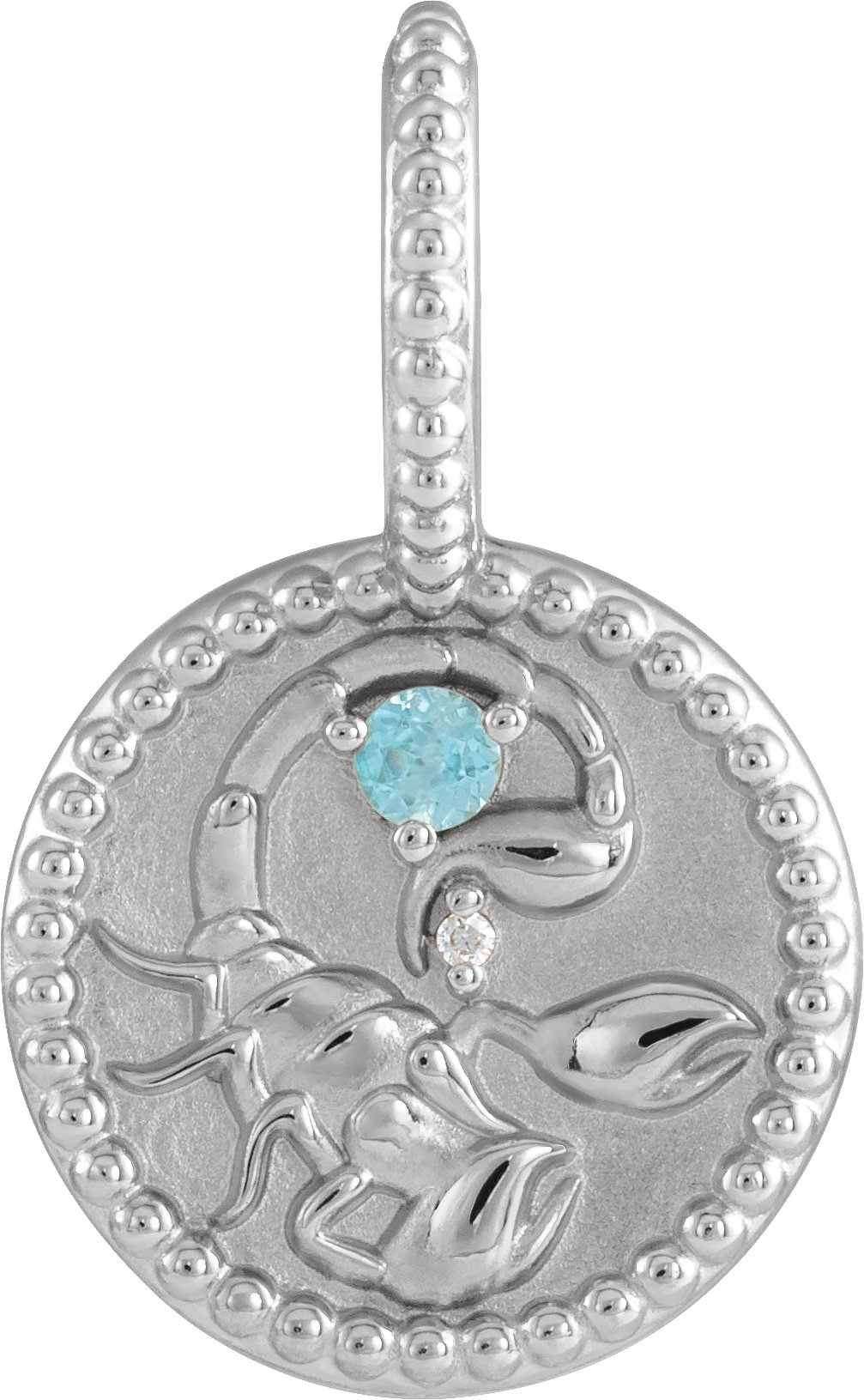 Sterling Silver Natural Blue Zircon and .0025 CTW Natural Diamond Scorpio Charm or Pendant Ref 19836127