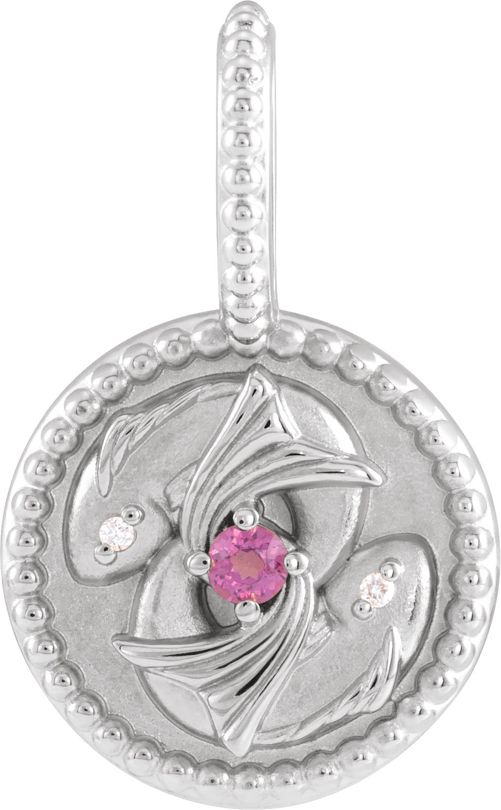 Sterling Silver Natural Rhodolite Garnet and .005 CTW Natural Diamond Pisces Charm or Pendant Ref 19836184