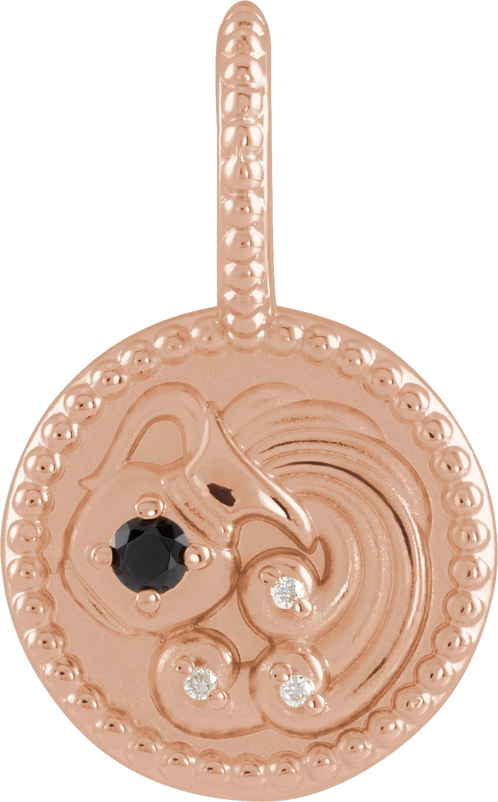 14K Rose Natural Black Spinel and .075 CTW Natural Diamond Aquarius Charm or Pendant Ref 19836203