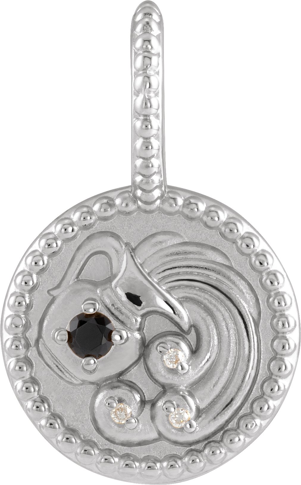 14K White Natural Black Spinel and .075 CTW Natural Diamond Aquarius Charm or Pendant Ref 19836204