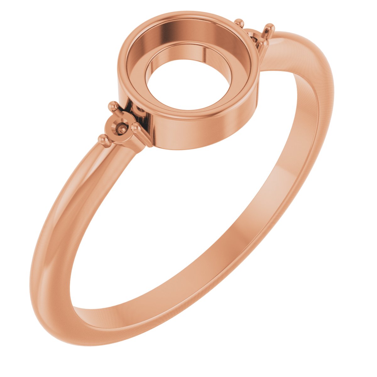 14K Rose 6 mm Round Bezel-Set Cabochon Ring Mounting