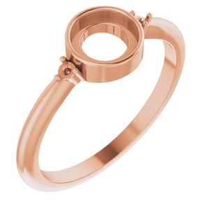 10K Rose 6 mm Round Bezel-Set Cabochon Ring Mounting