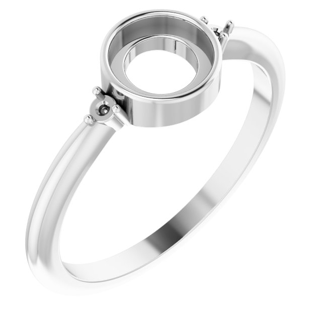10K X1 White 6 mm Round Bezel-Set Cabochon Ring Mounting