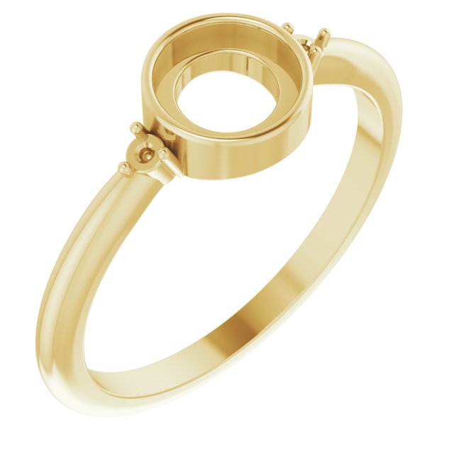 18K Yellow 6 mm Round Bezel-Set Cabochon Ring Mounting