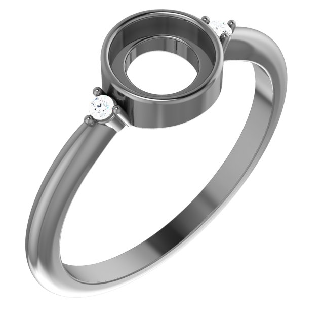 Platinum 6 mm Round .03 CTW Natural Diamond Semi-Set Cabochon Ring