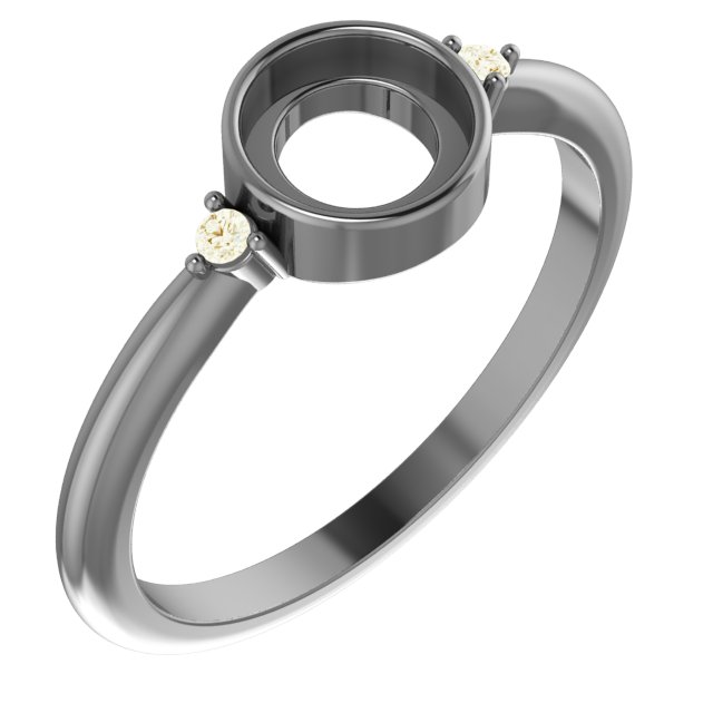 14K Yellow 6 mm Round .03 CTW Natural Diamond Semi-Set Cabochon Ring