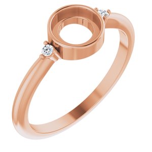 14K Rose 6 mm Round .03 CTW Natural Diamond Semi-Set Cabochon Ring