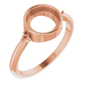14K Rose 8 mm Round Bezel-Set Cabochon Ring Mounting