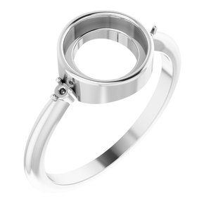 10K White 8 mm Round Bezel-Set Cabochon Ring Mounting