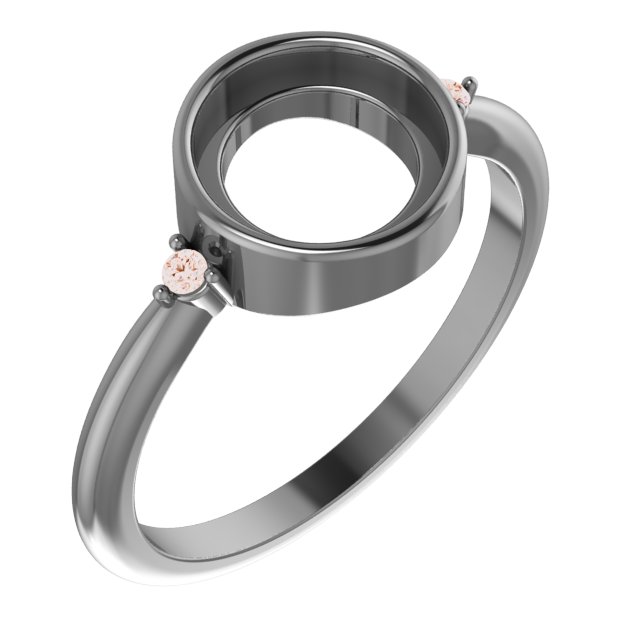 14K Rose 8 mm Round .03 CTW Natural Diamond Semi-Set Cabochon Ring