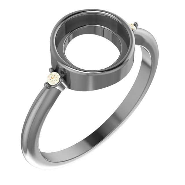 14K Yellow 8 mm Round .03 CTW Natural Diamond Semi-Set Cabochon Ring