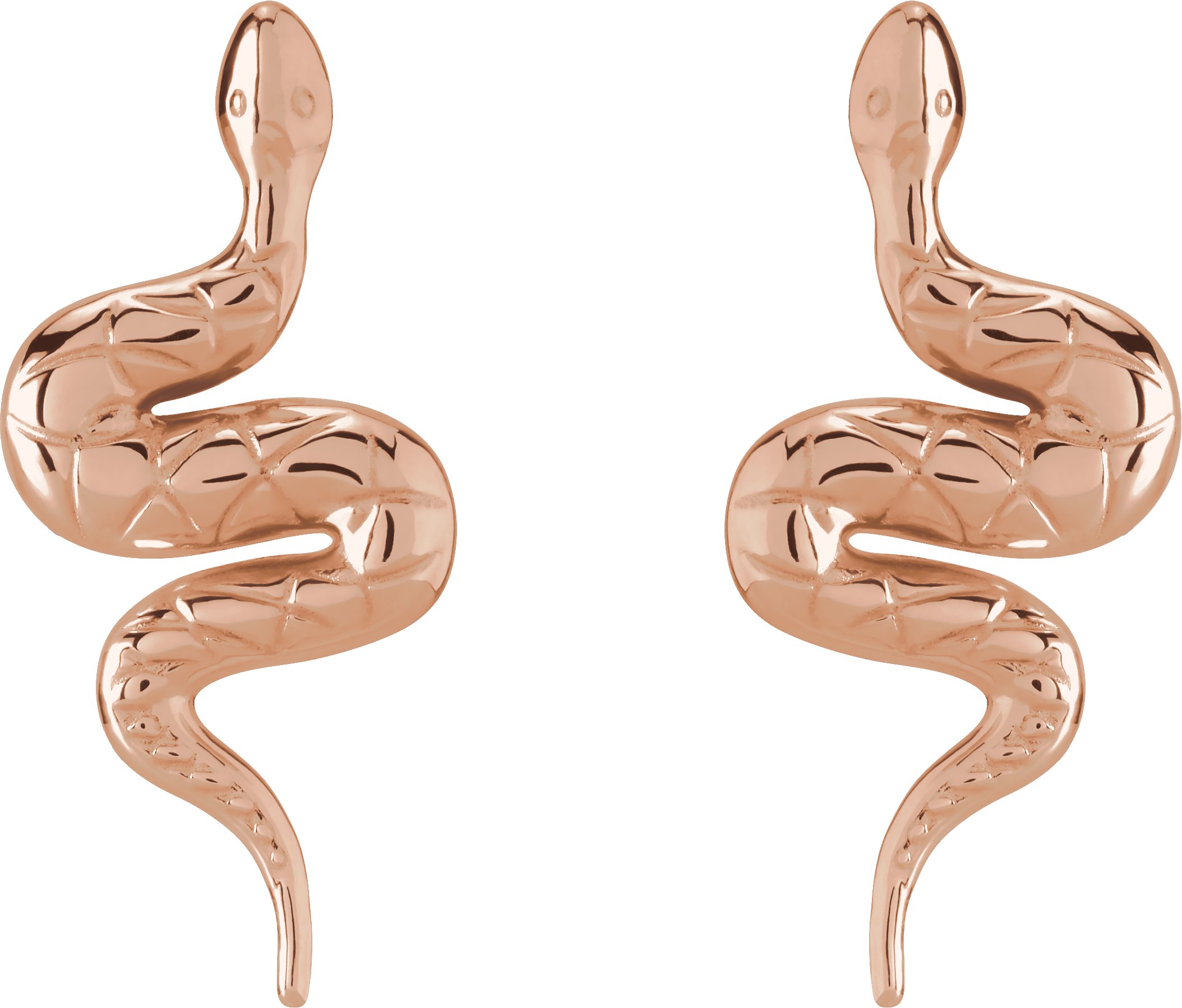 14K Rose Pair Snake Friction Back Earring