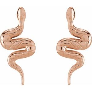 14K Rose Pair Snake Friction Back Earring