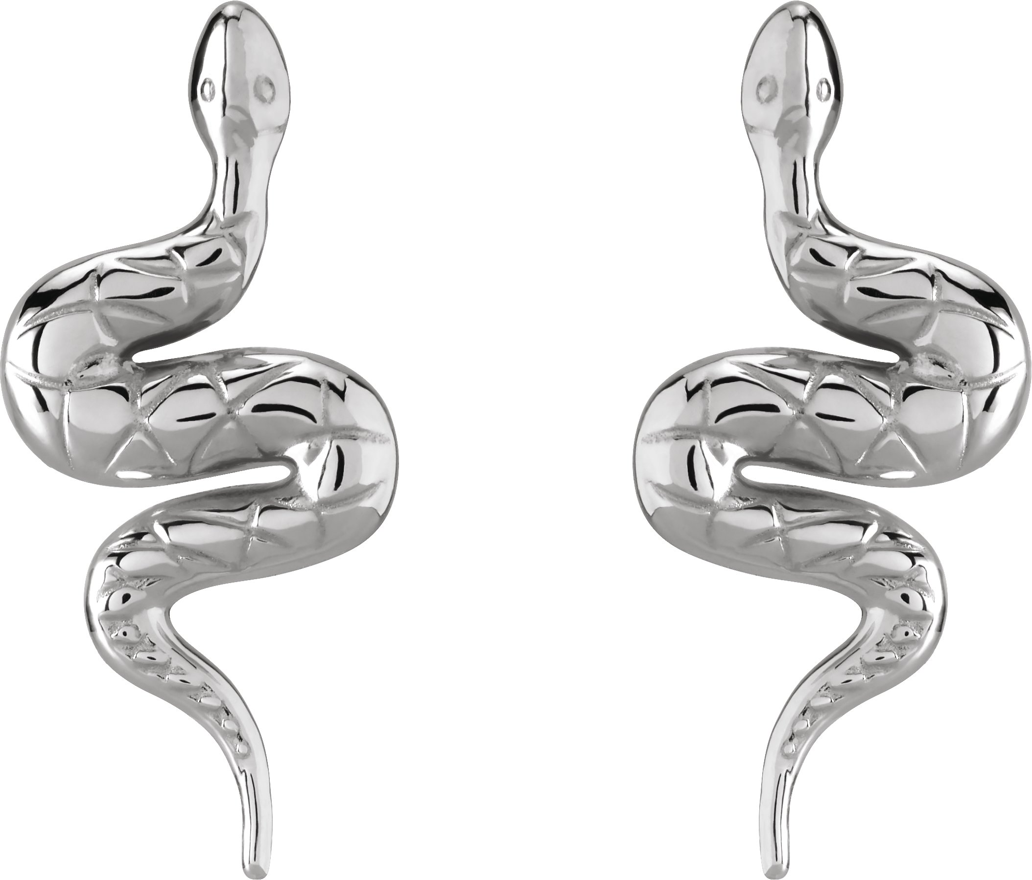 Sterling Silver Pair Snake Friction Back Earring