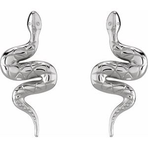 14K White Pair Snake Friction Back Earring
