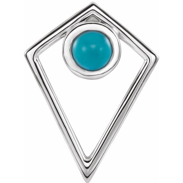Sterling Silver Natural Turquoise Cabochon Pyramid Pendant