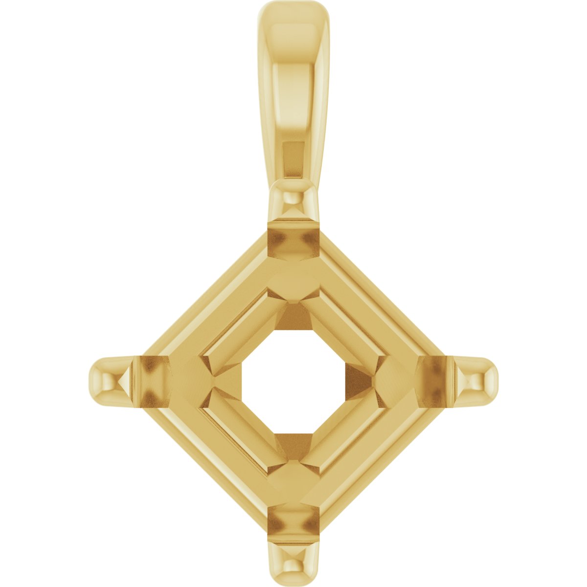 14K Yellow 6 mm Square 4-Prong Basket Pendant Mounting