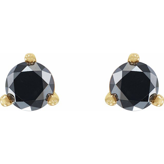 14K Yellow 1/3 CTW Natural Black Diamond  Earrings 