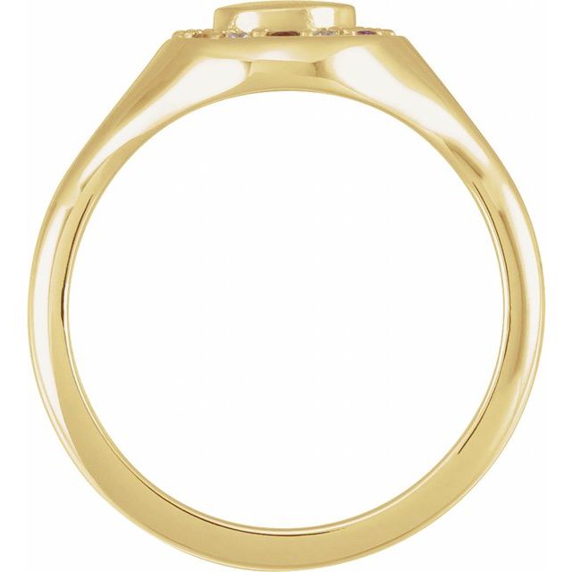 14K Yellow Natural Multi-Gemstone & 1/10 CTW Natural Diamond Halo-Style Signet Ring