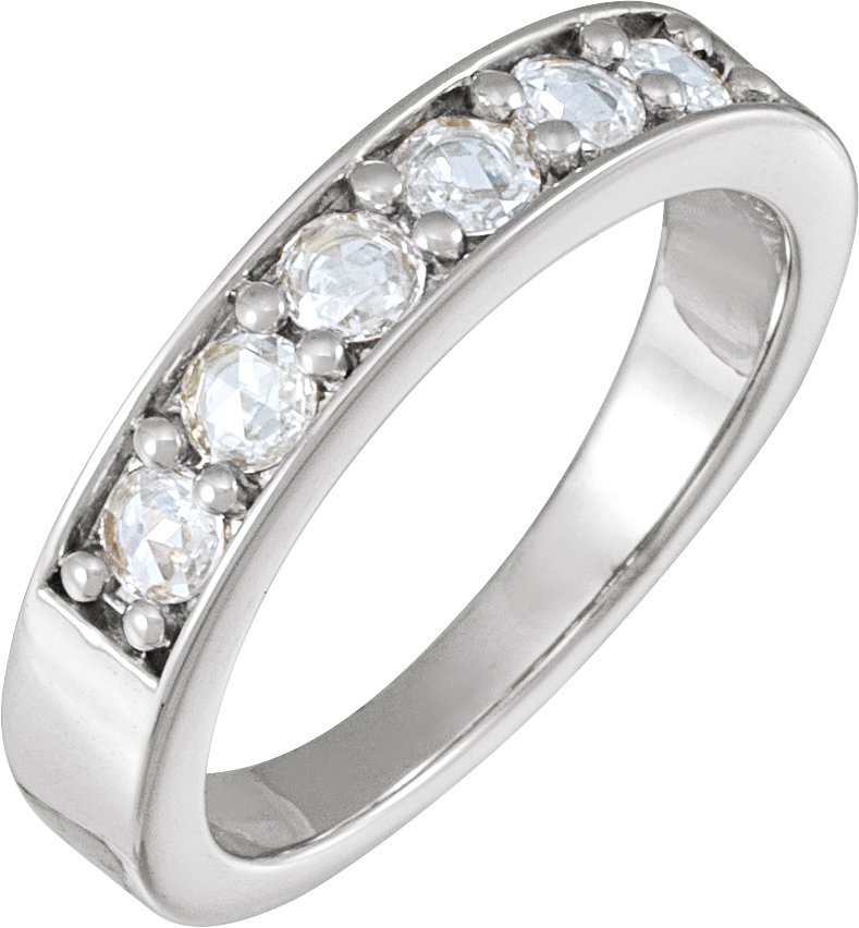 14K White 1/2 CTW Natural Rose-Cut Diamond Anniversary Band