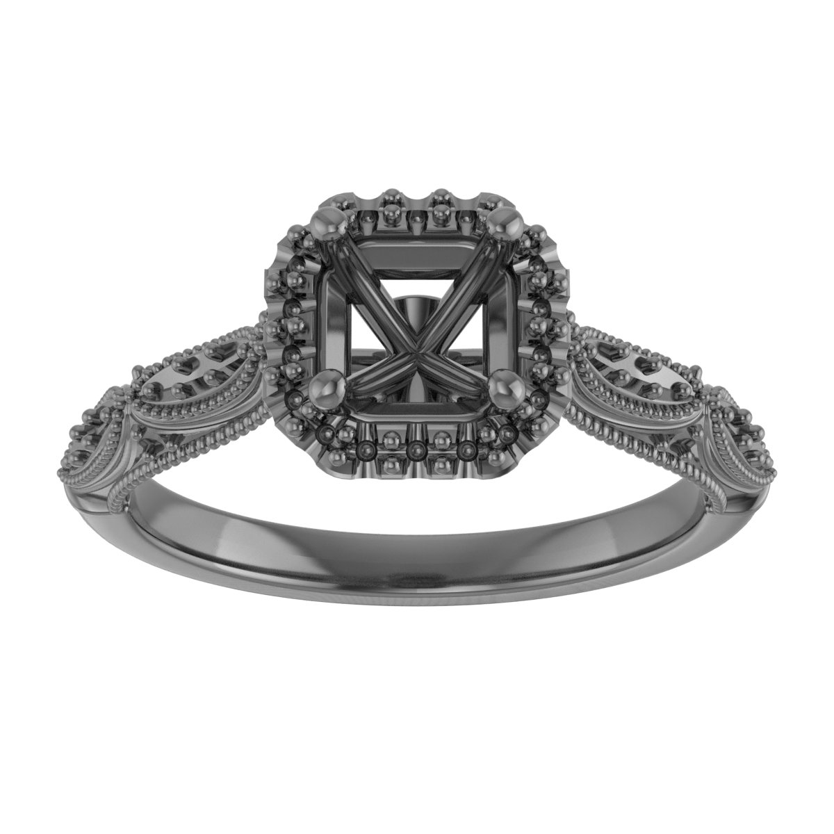 4 mm Square Engagement Ring Mounting view 3