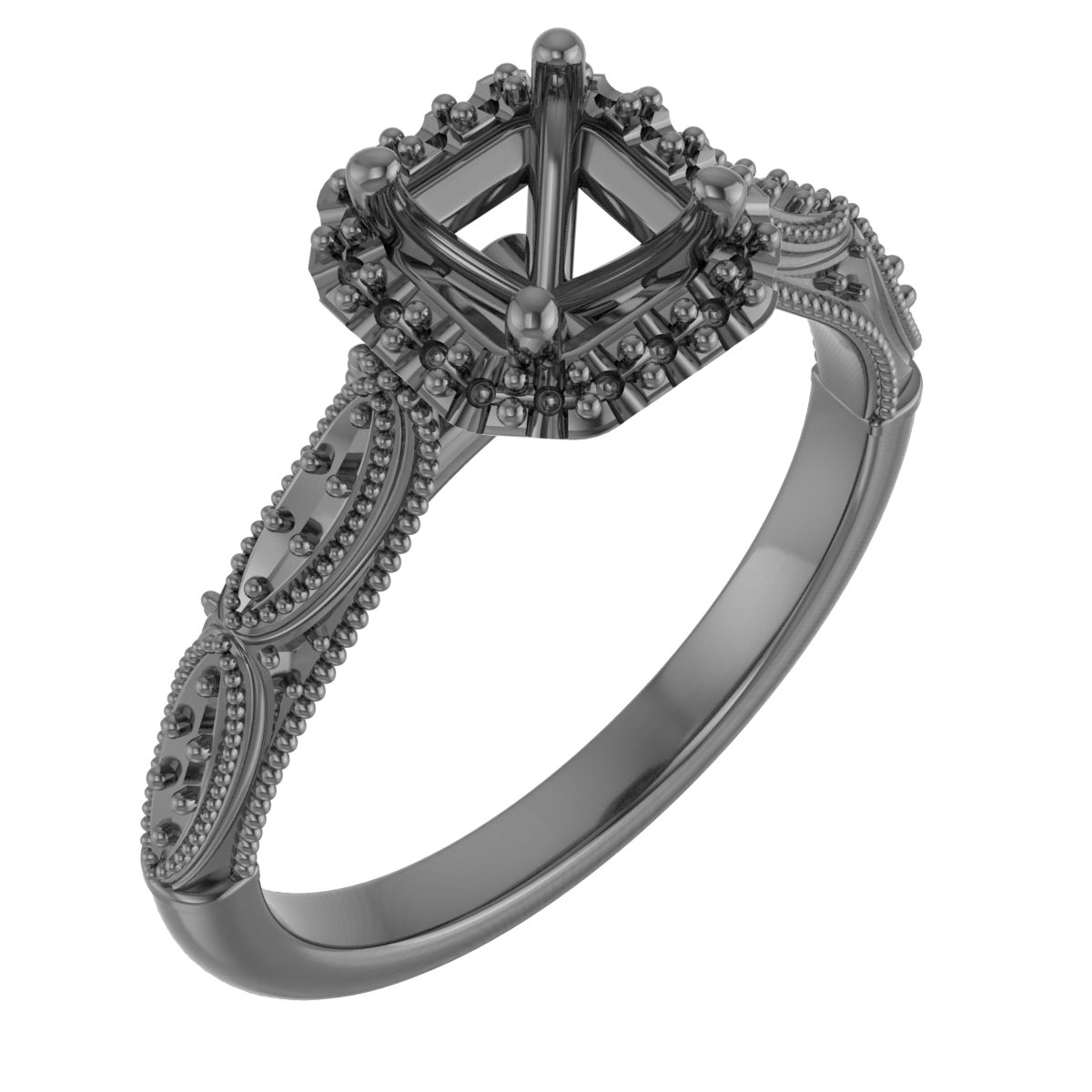 4 mm Square Engagement Ring Mounting