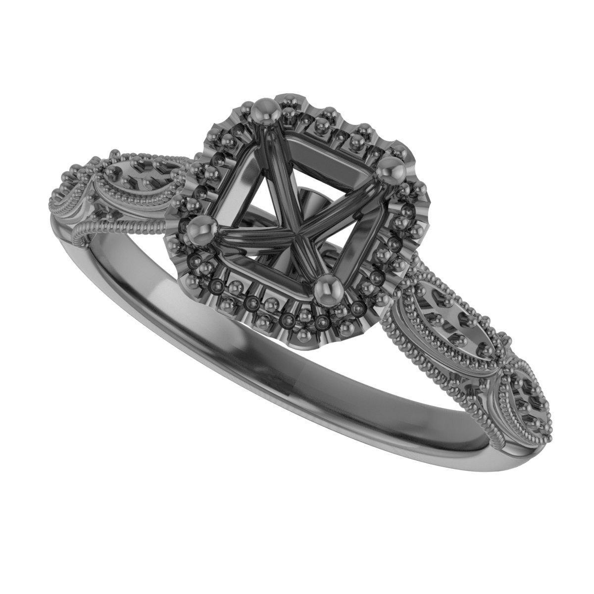 4 mm Square Engagement Ring Mounting view 5